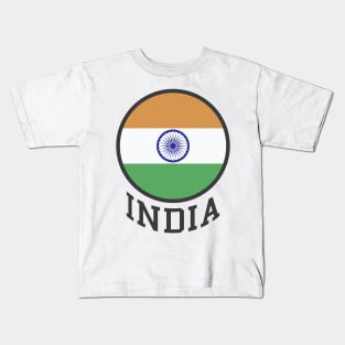 India Flag Logo Tricolor with Ashoka Chakra Desi Indian Kids T-Shirt